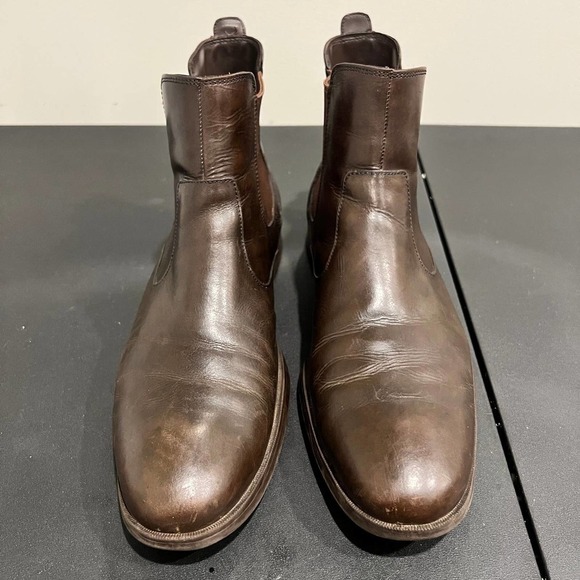 Cole Haan Mens Brown Leather Chelsea Heeled Boots Round Toe Size 11.5M - Picture 4 of 10